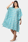 Shararat Cotton Full Length Nightdress - Light Blue — thumbnail 3